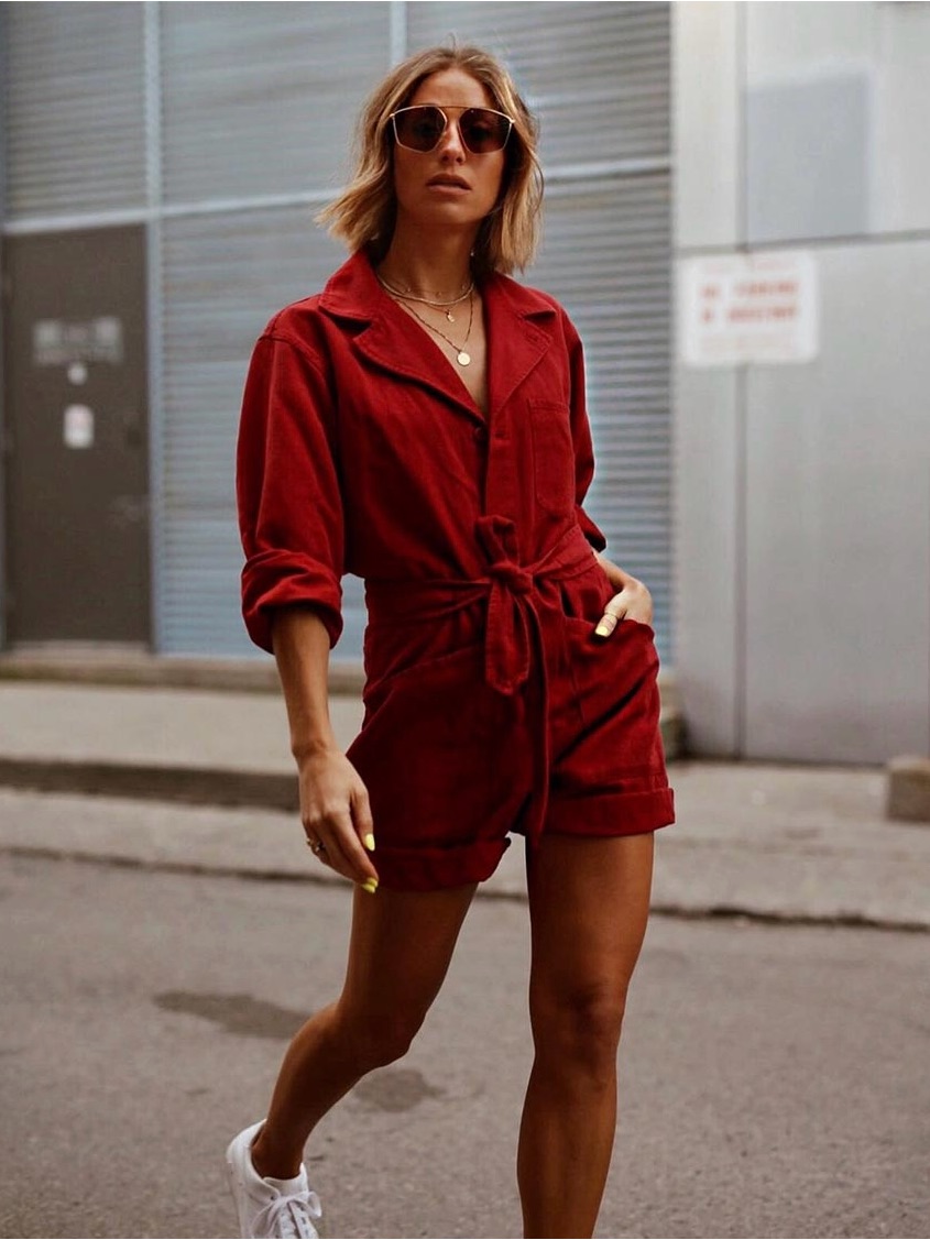 Nili Lotan - Ariana Cotton Red Romper (Xs)